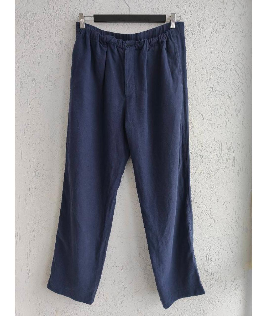HERMES PRE-OWNED Темно-синие льняные повседневные брюки, фото 9