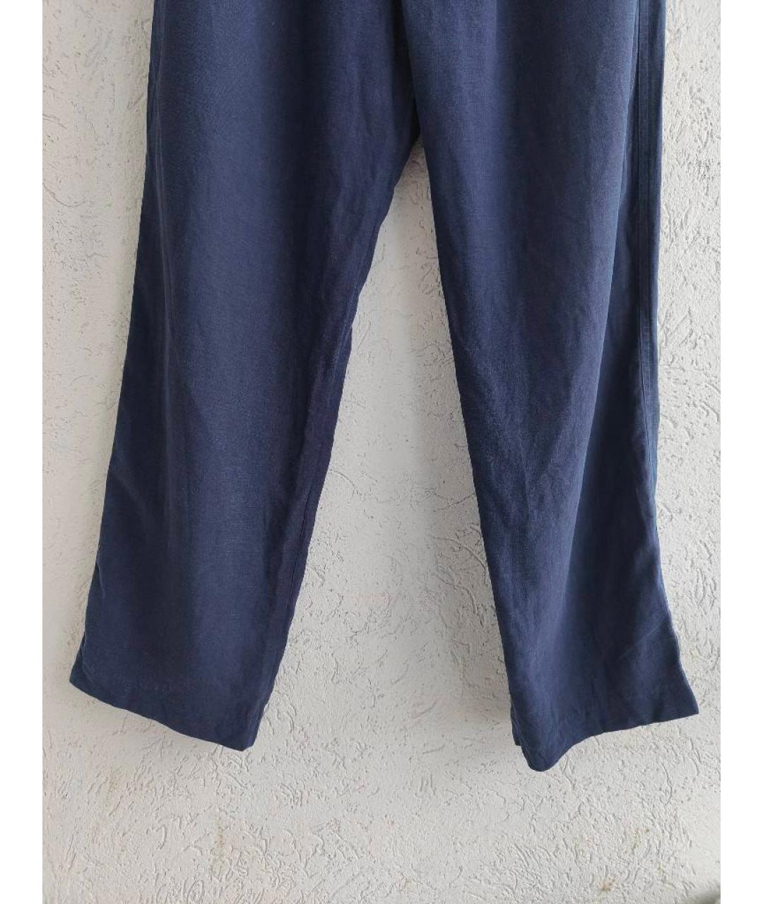 HERMES PRE-OWNED Темно-синие льняные повседневные брюки, фото 3