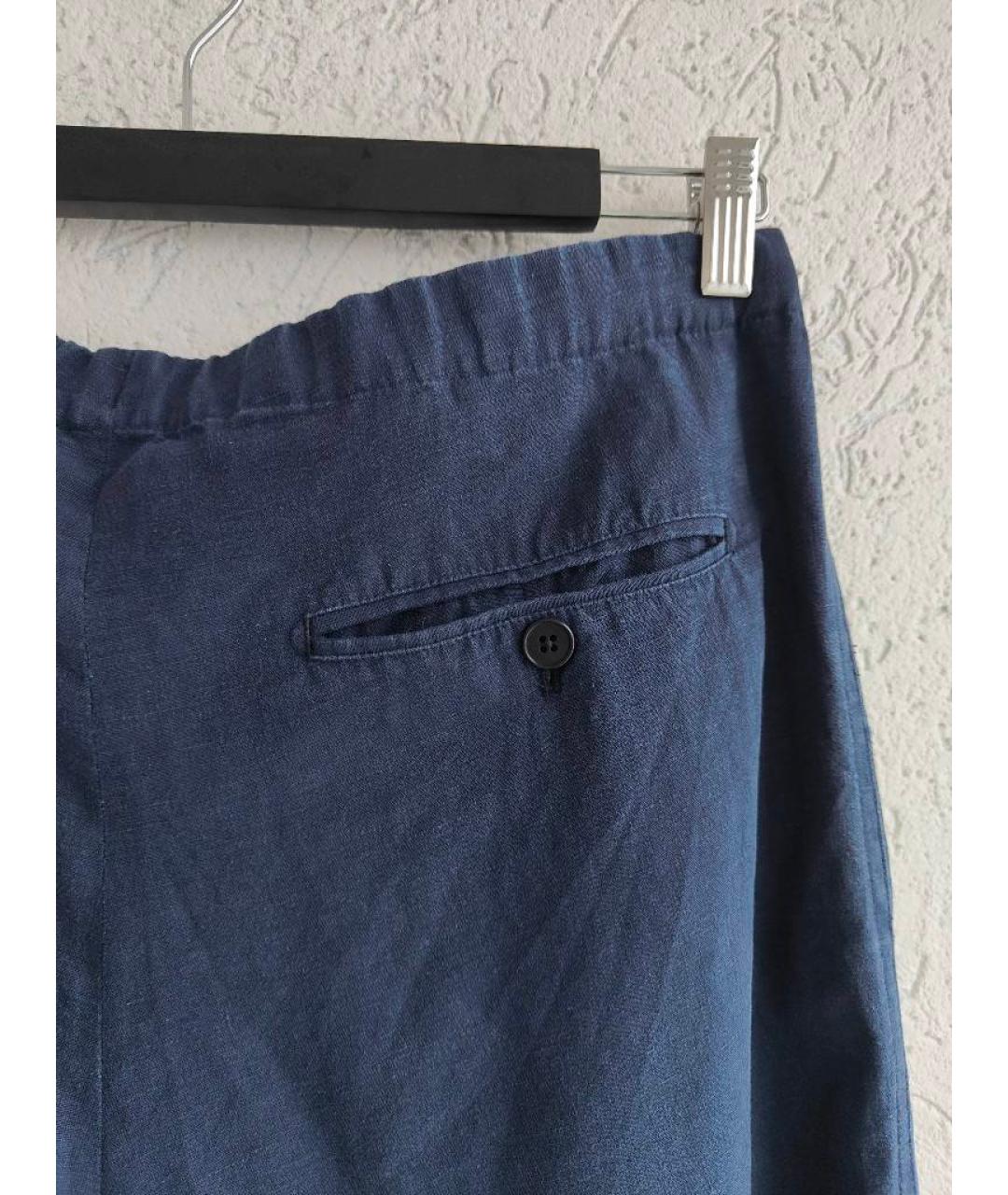 HERMES PRE-OWNED Темно-синие льняные повседневные брюки, фото 5