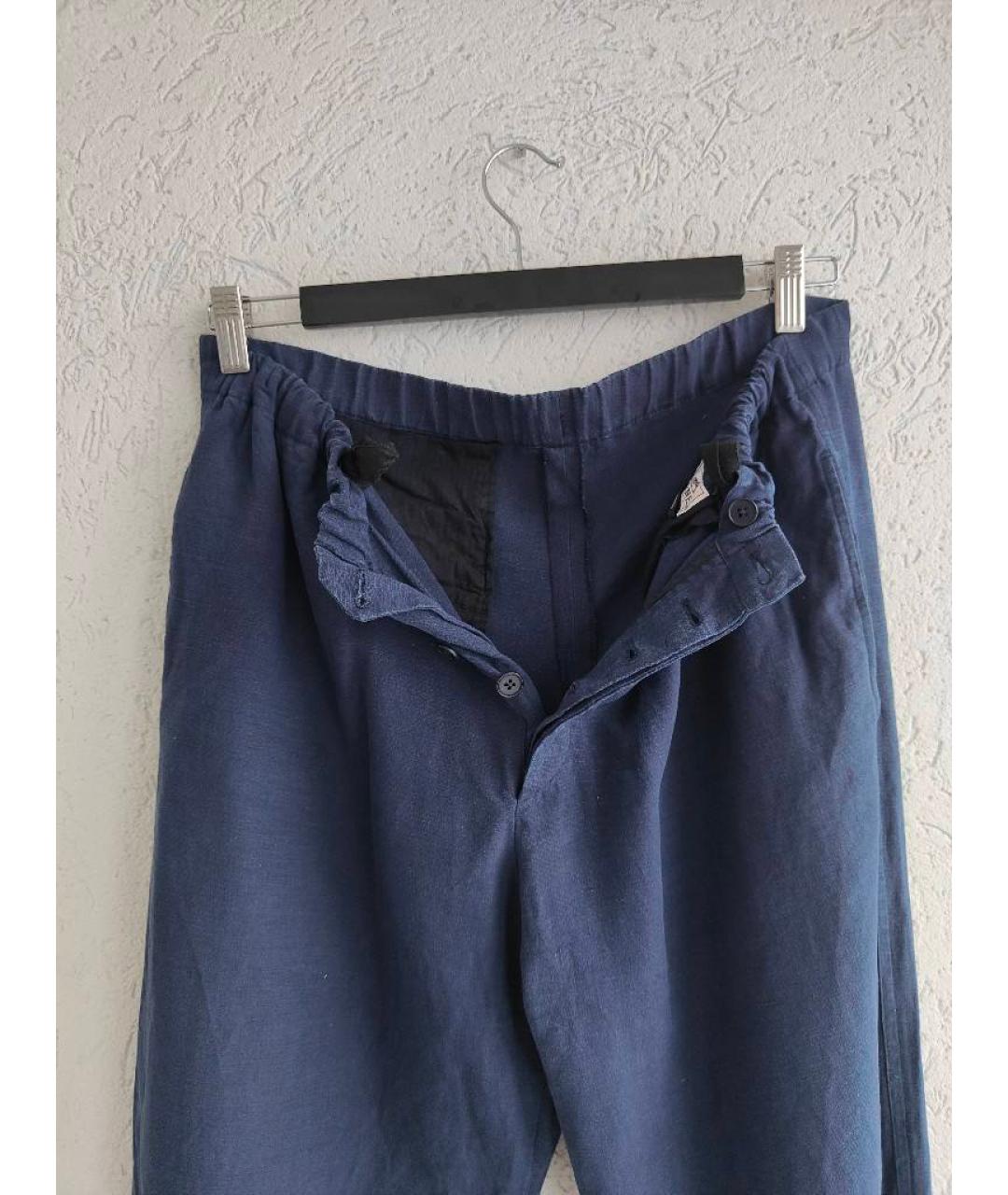 HERMES PRE-OWNED Темно-синие льняные повседневные брюки, фото 6