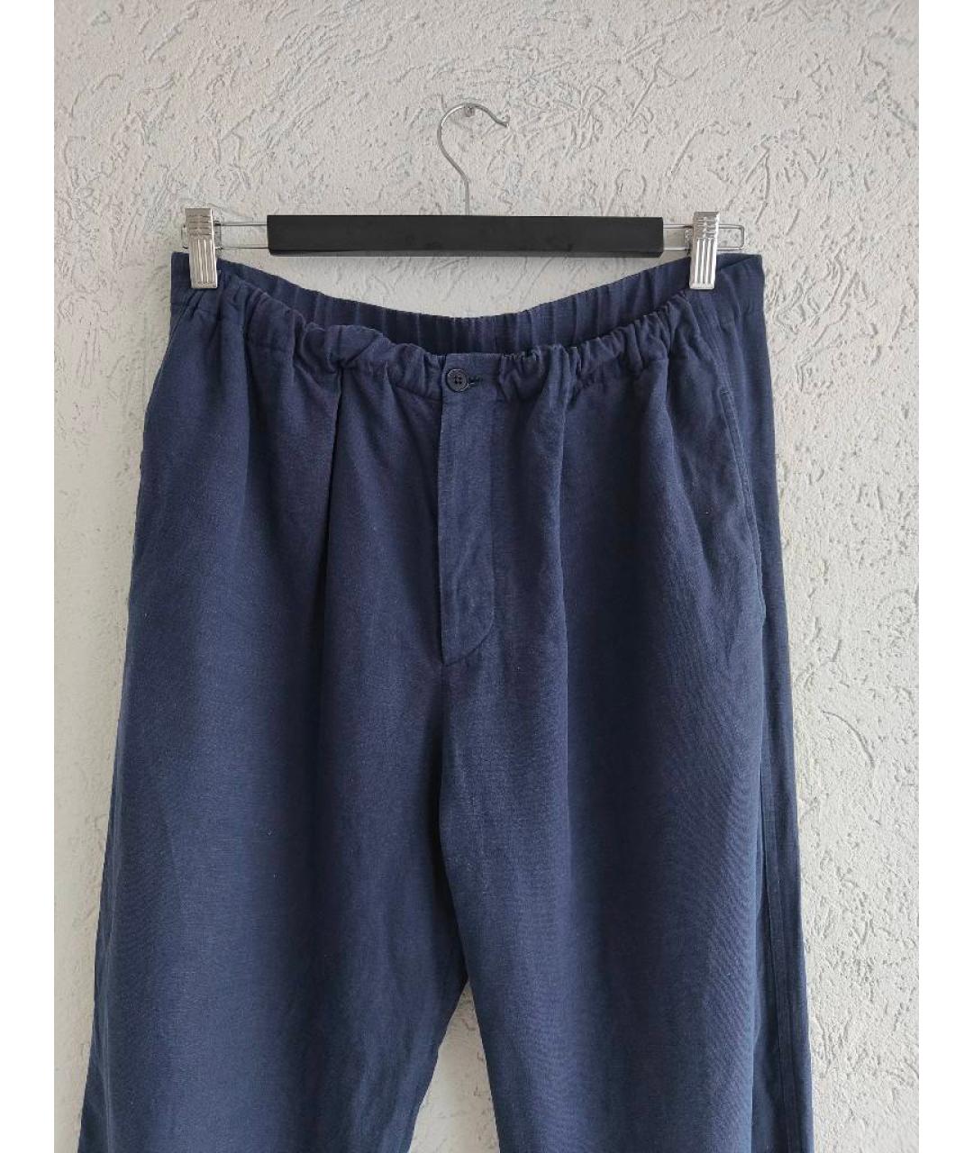 HERMES PRE-OWNED Темно-синие льняные повседневные брюки, фото 2
