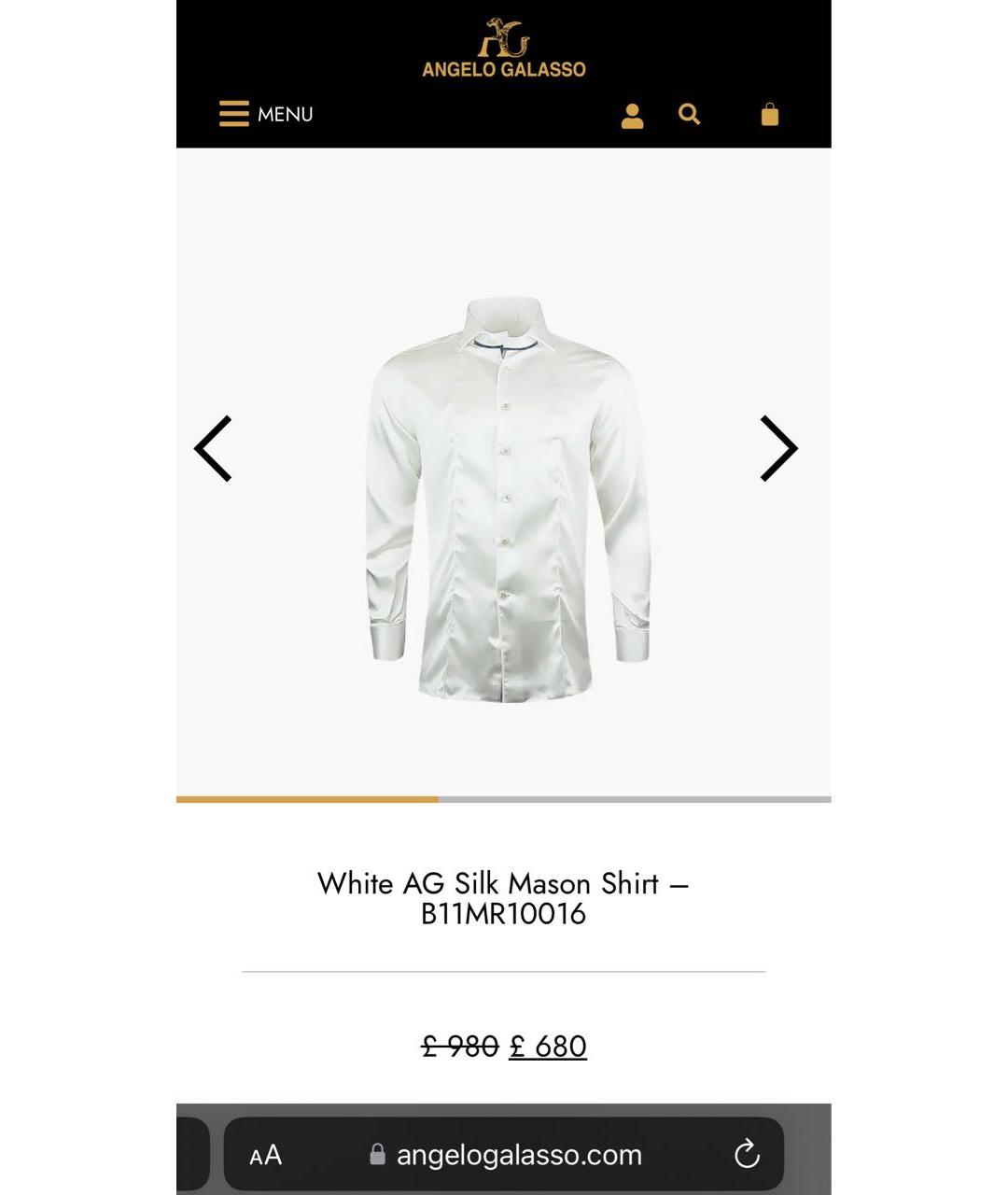 ANGELO GALASSO Белая шелковая кэжуал рубашка, фото 6