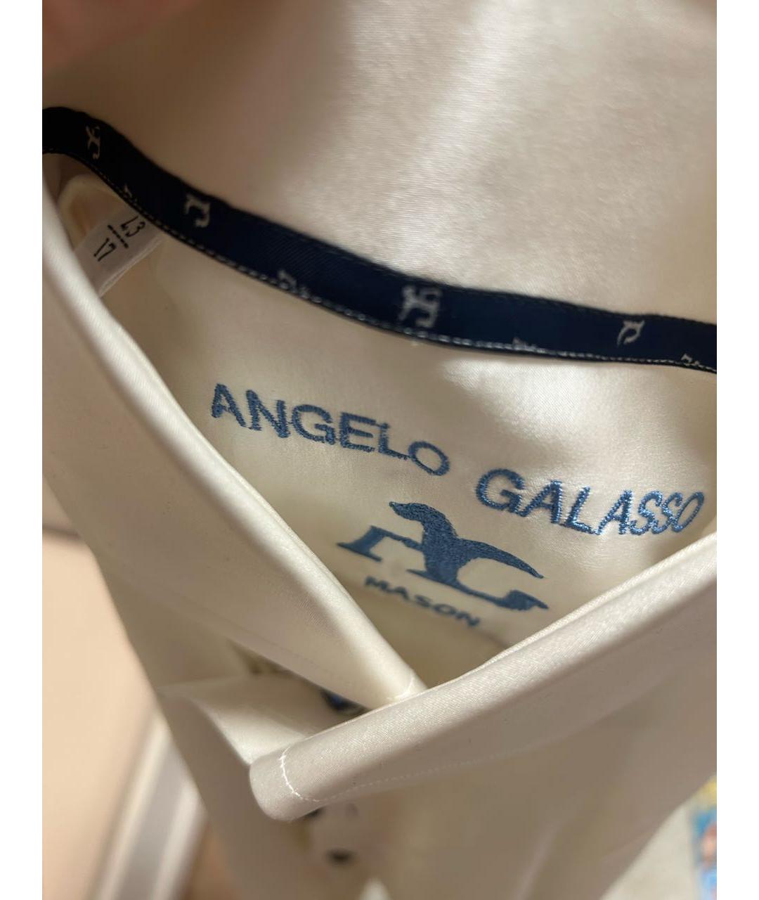 ANGELO GALASSO Белая шелковая кэжуал рубашка, фото 3