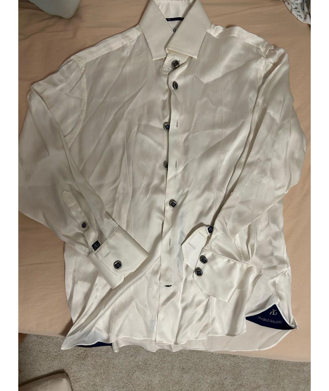 ANGELO GALASSO Белая шелковая кэжуал рубашка, фото 5