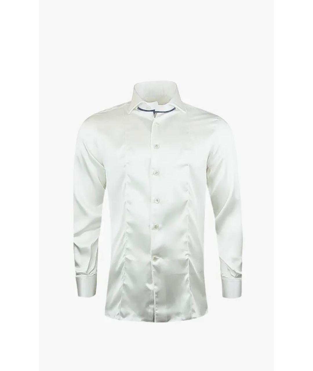 ANGELO GALASSO Белая шелковая кэжуал рубашка, фото 7