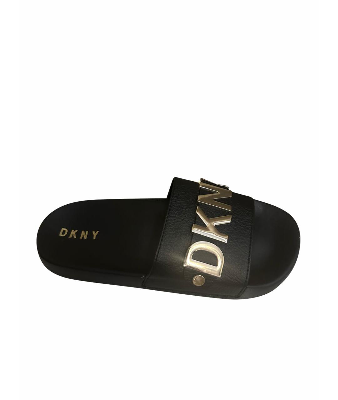 DKNY Черные шлепанцы из искусственной кожи, фото 1