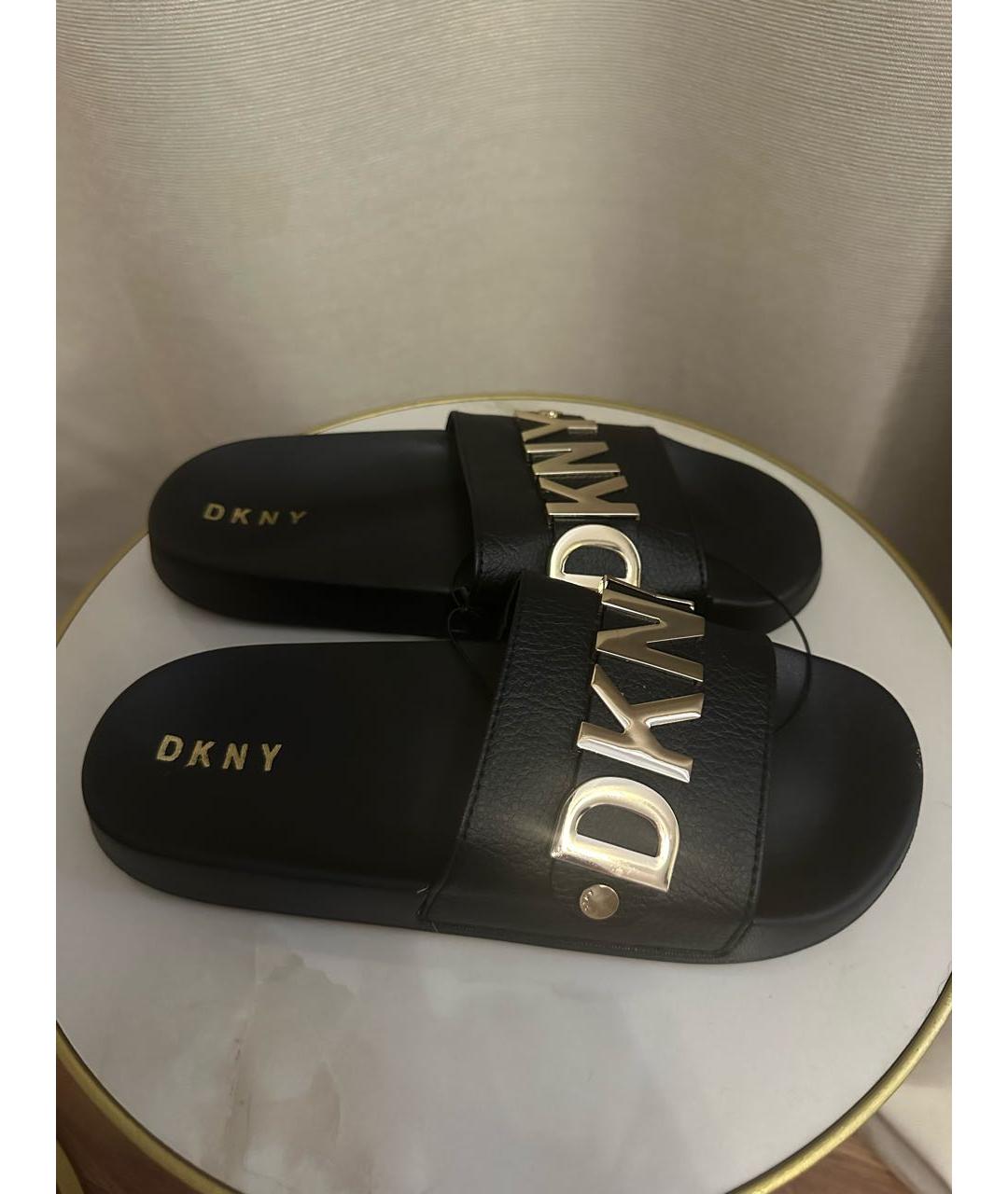 DKNY Черные шлепанцы из искусственной кожи, фото 5