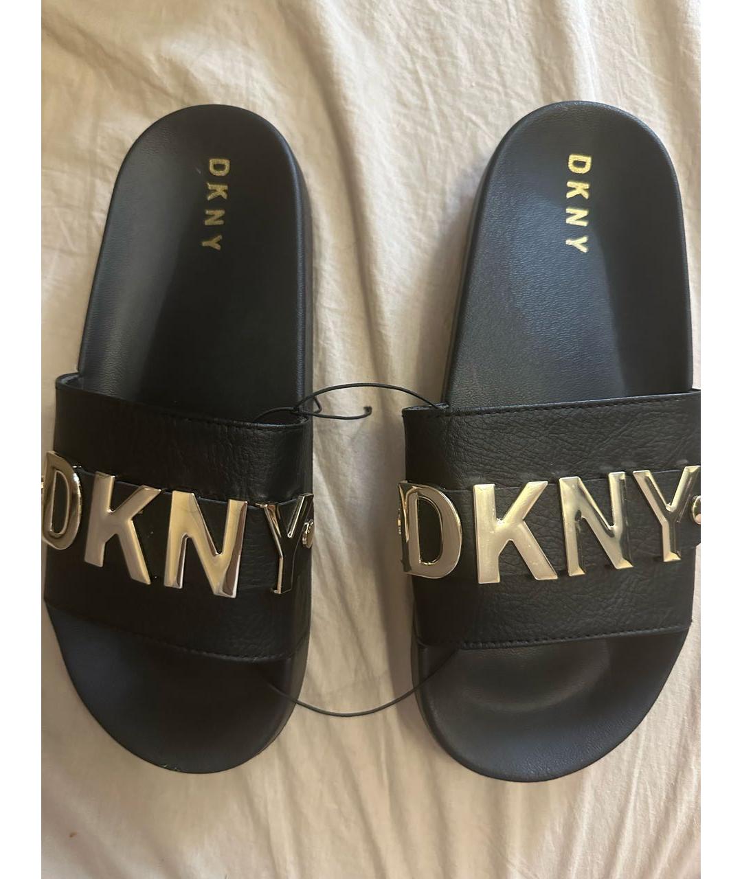 DKNY Черные шлепанцы из искусственной кожи, фото 2