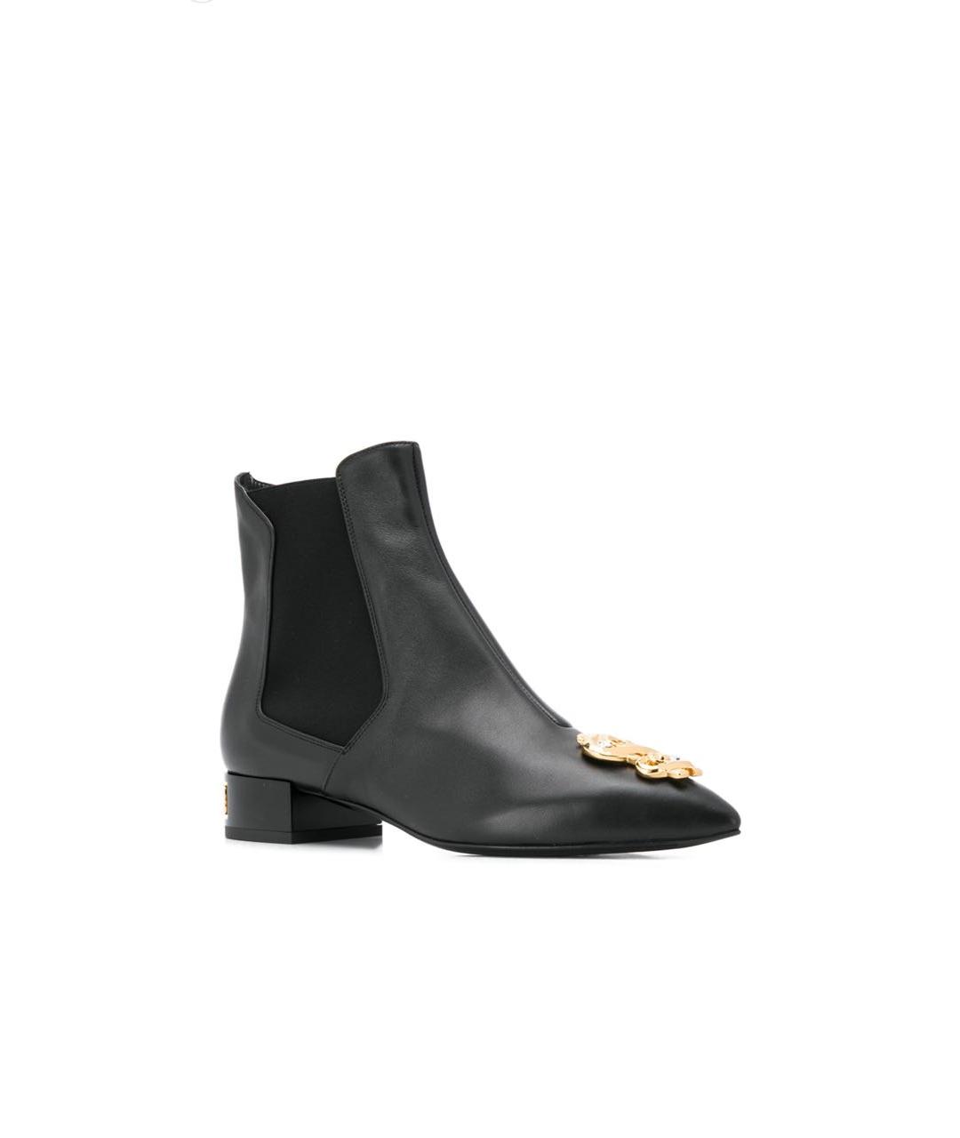 BOUTIQUE MOSCHINO Черные кожаные ботинки, фото 1