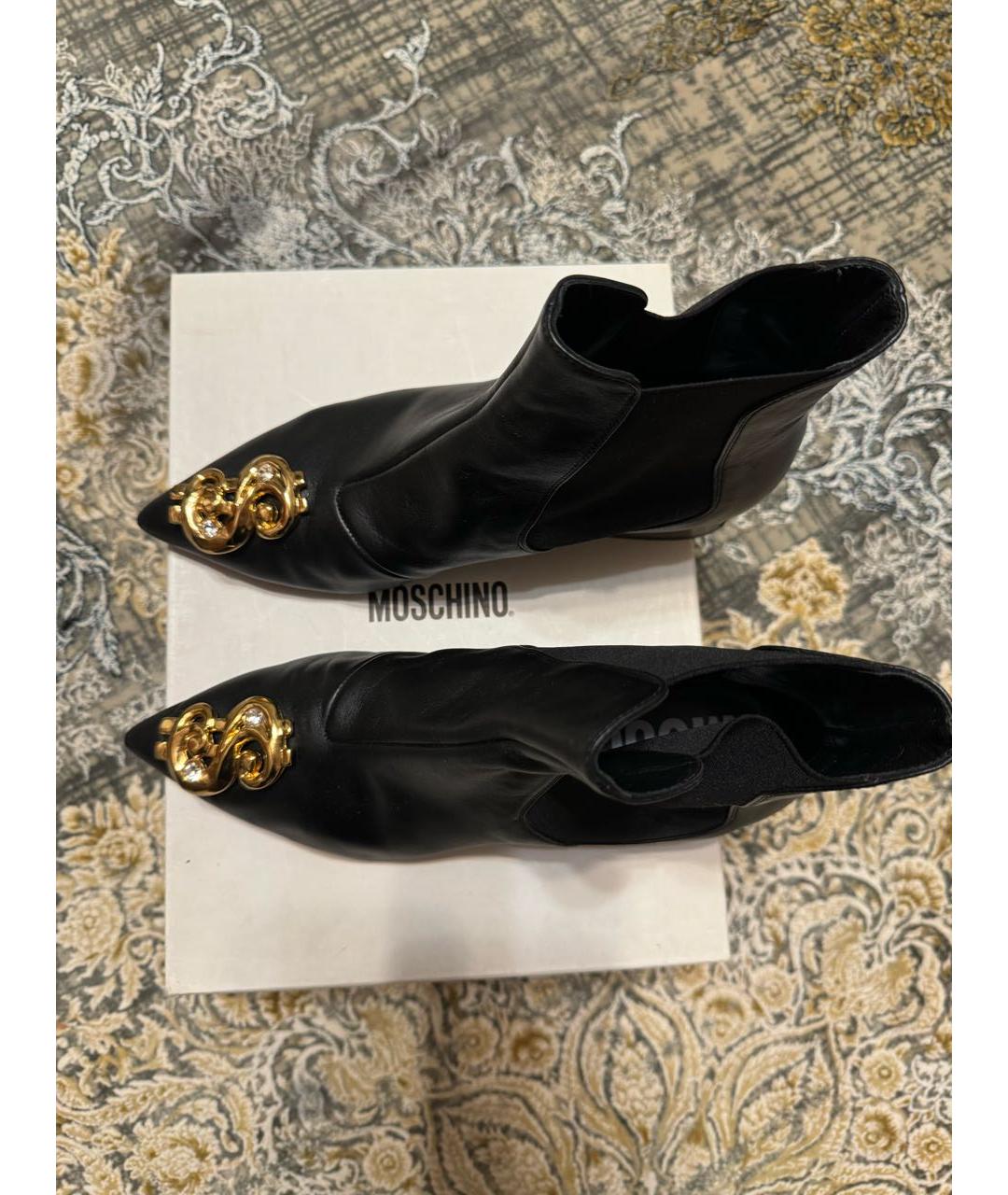 BOUTIQUE MOSCHINO Черные кожаные ботинки, фото 6