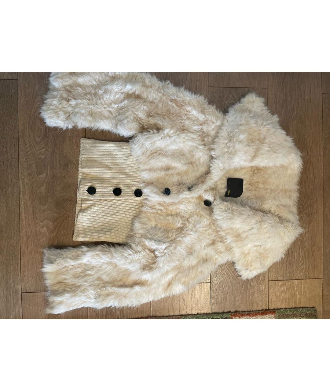 FENDI Бежевая меховая шуба, фото 8