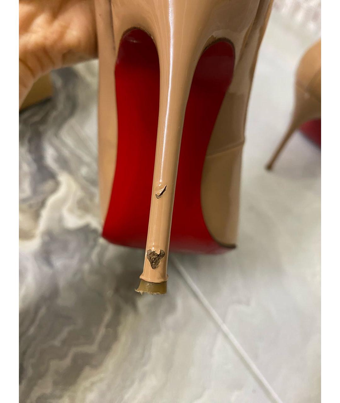 CHRISTIAN LOUBOUTIN Бежевые кожаные туфли, фото 7