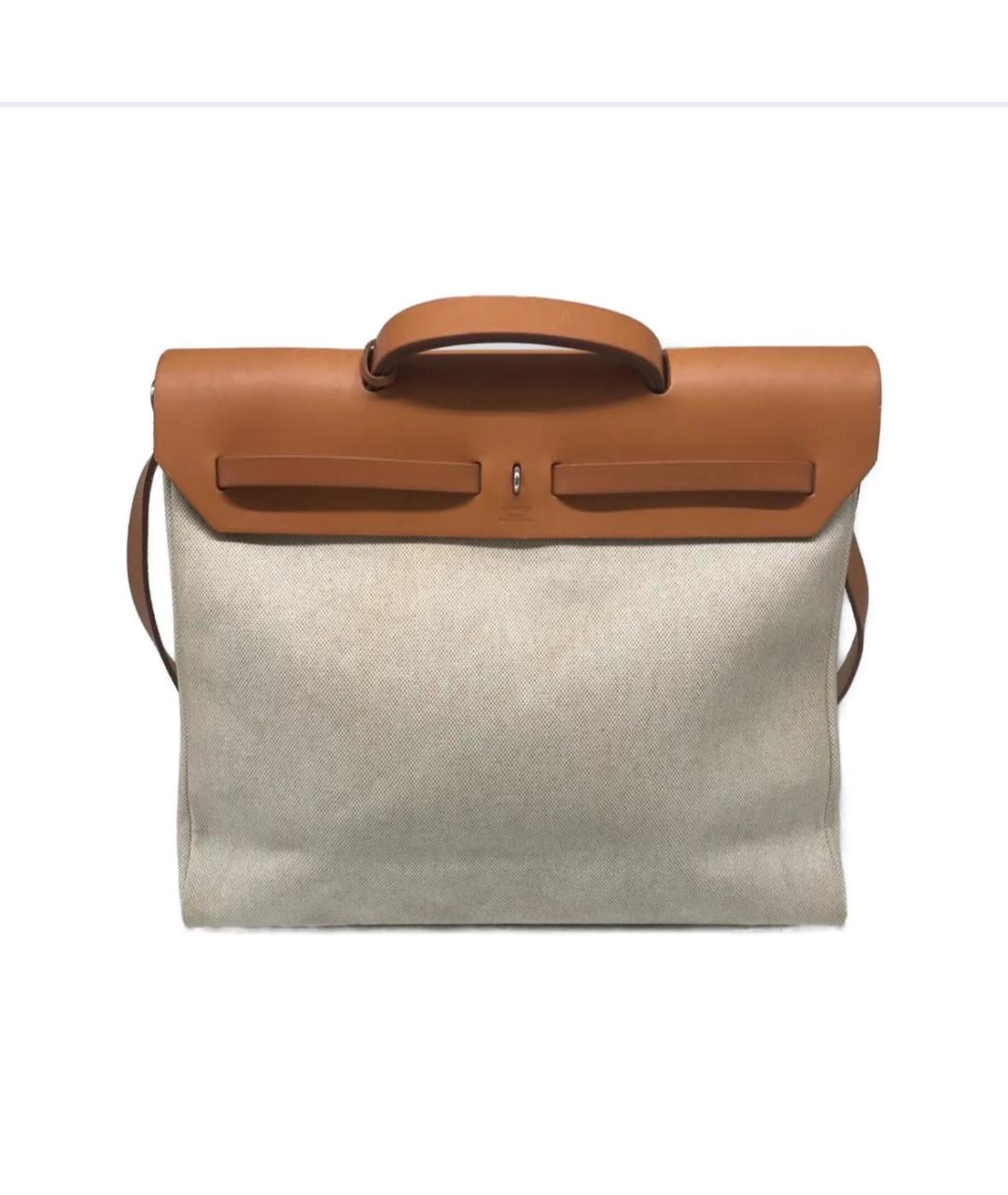HERMES Бежевая тканевая сумка через плечо, фото 3