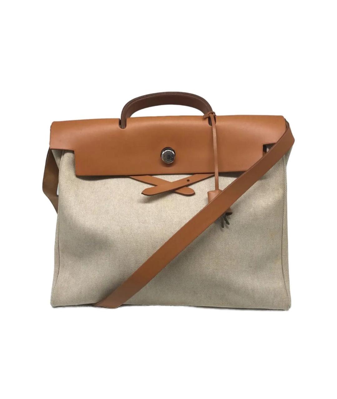 HERMES Бежевая тканевая сумка через плечо, фото 1