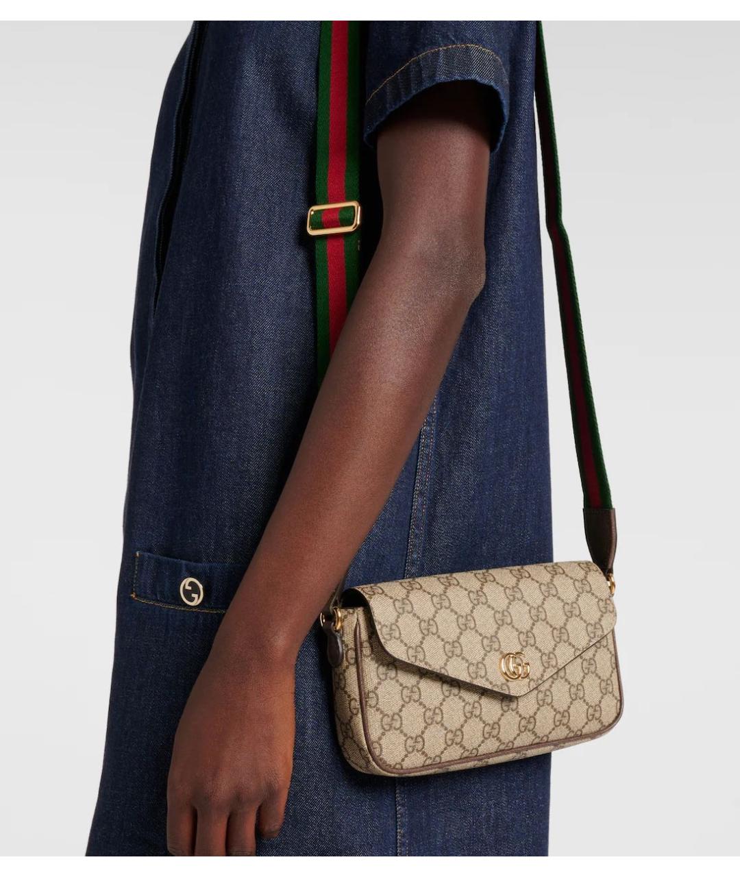 GUCCI Коричневая кожаная сумка через плечо, фото 4