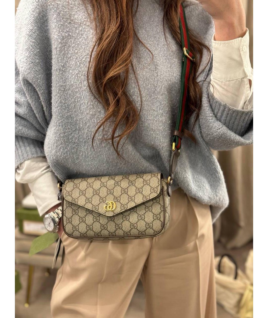 GUCCI Коричневая кожаная сумка через плечо, фото 3