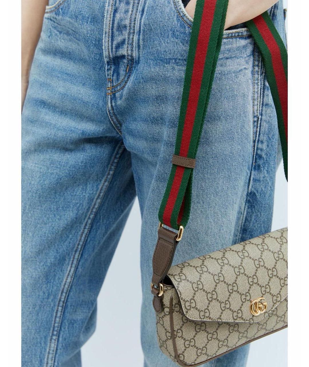 GUCCI Коричневая кожаная сумка через плечо, фото 5