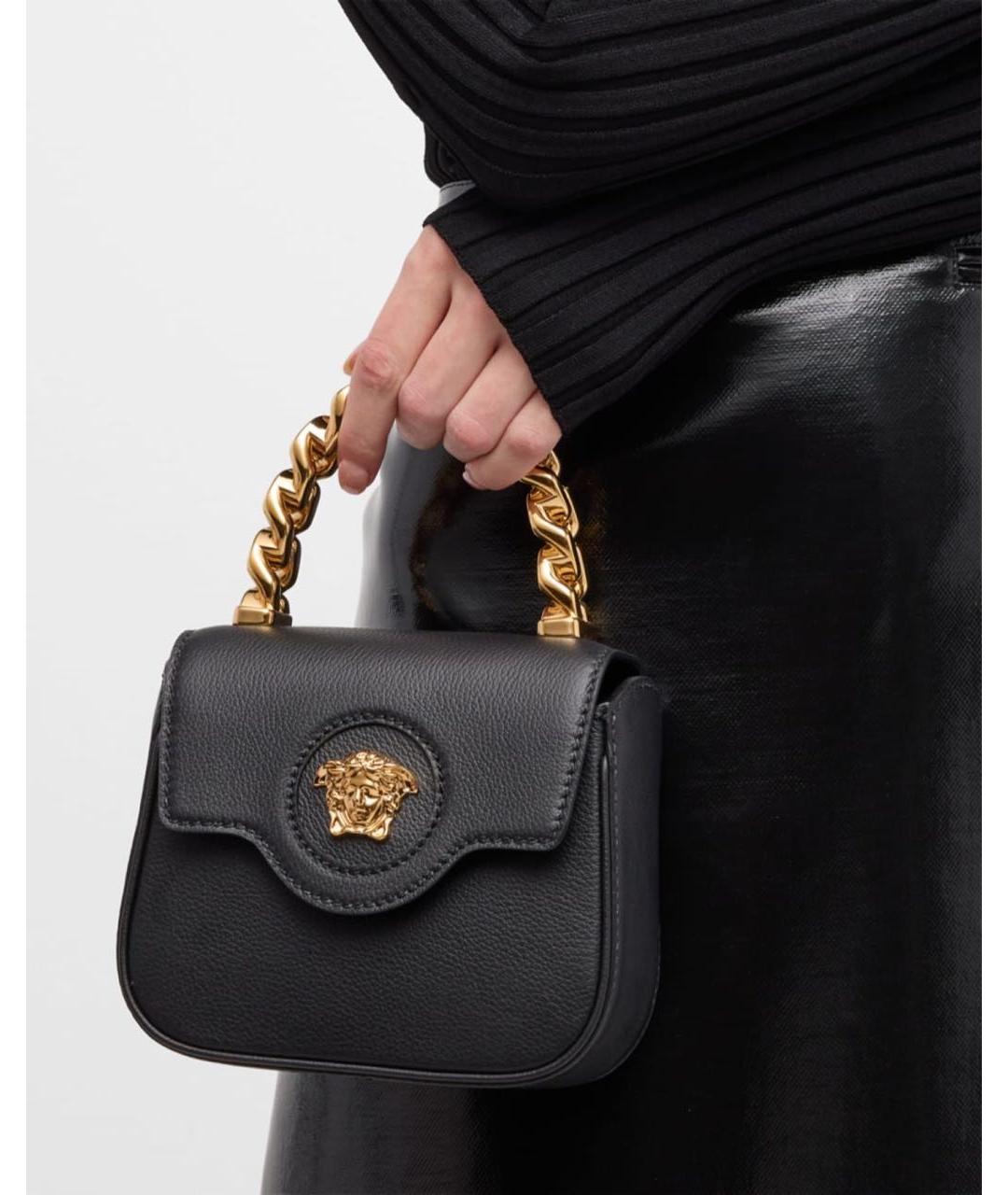 VERSACE Черная кожаная сумка через плечо, фото 5