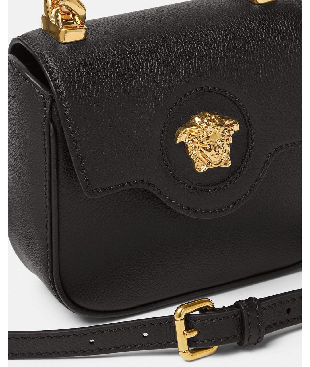 VERSACE Черная кожаная сумка через плечо, фото 3