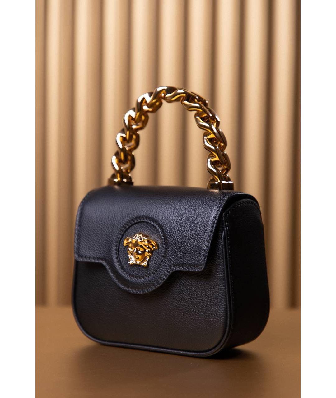 VERSACE Черная кожаная сумка через плечо, фото 7