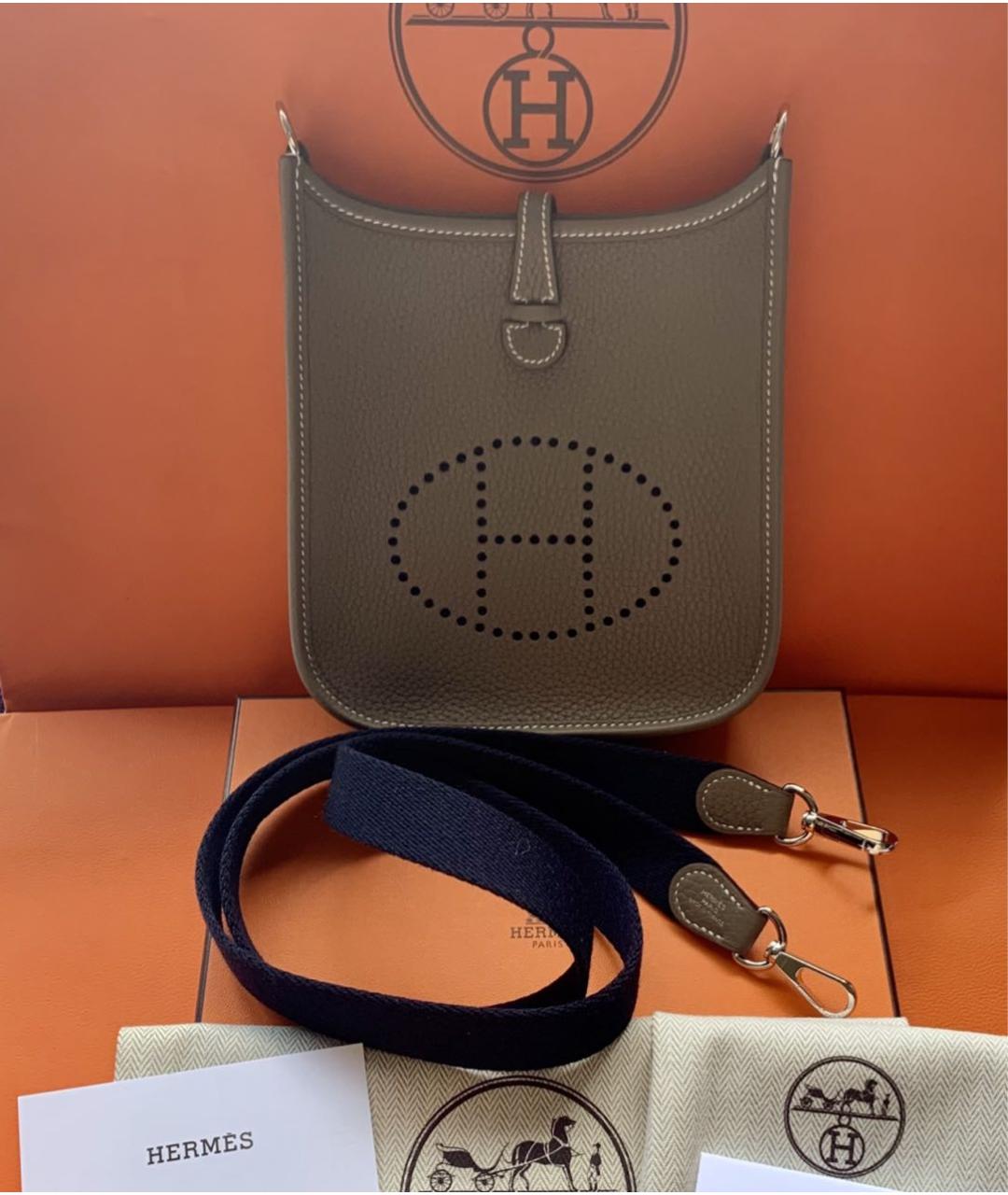 HERMES Бежевая кожаная сумка через плечо, фото 2