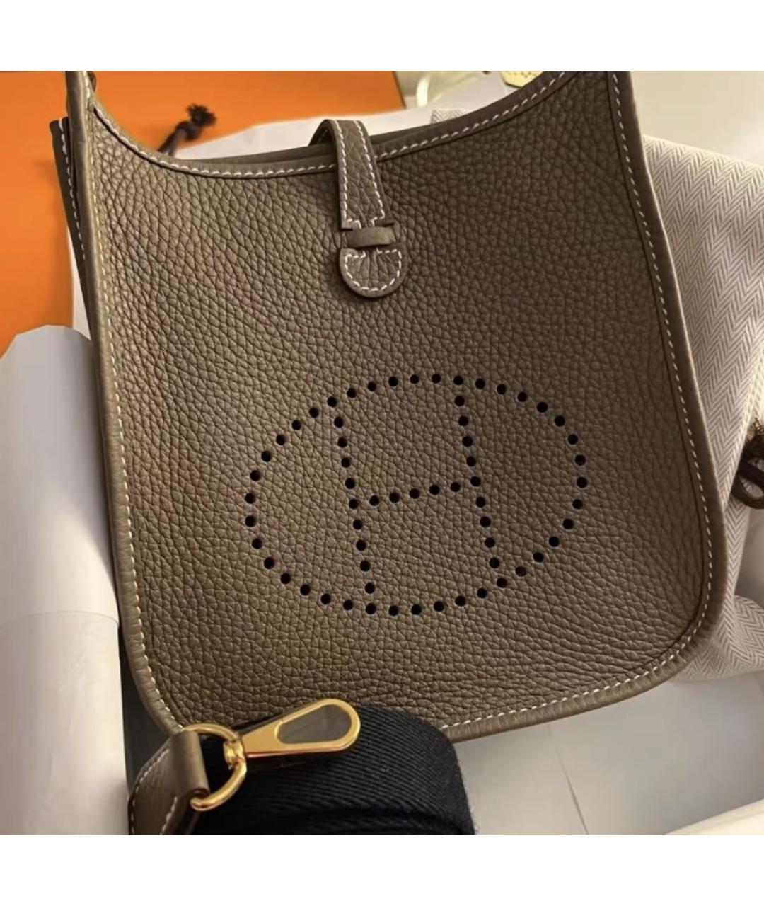 HERMES Бежевая кожаная сумка через плечо, фото 5