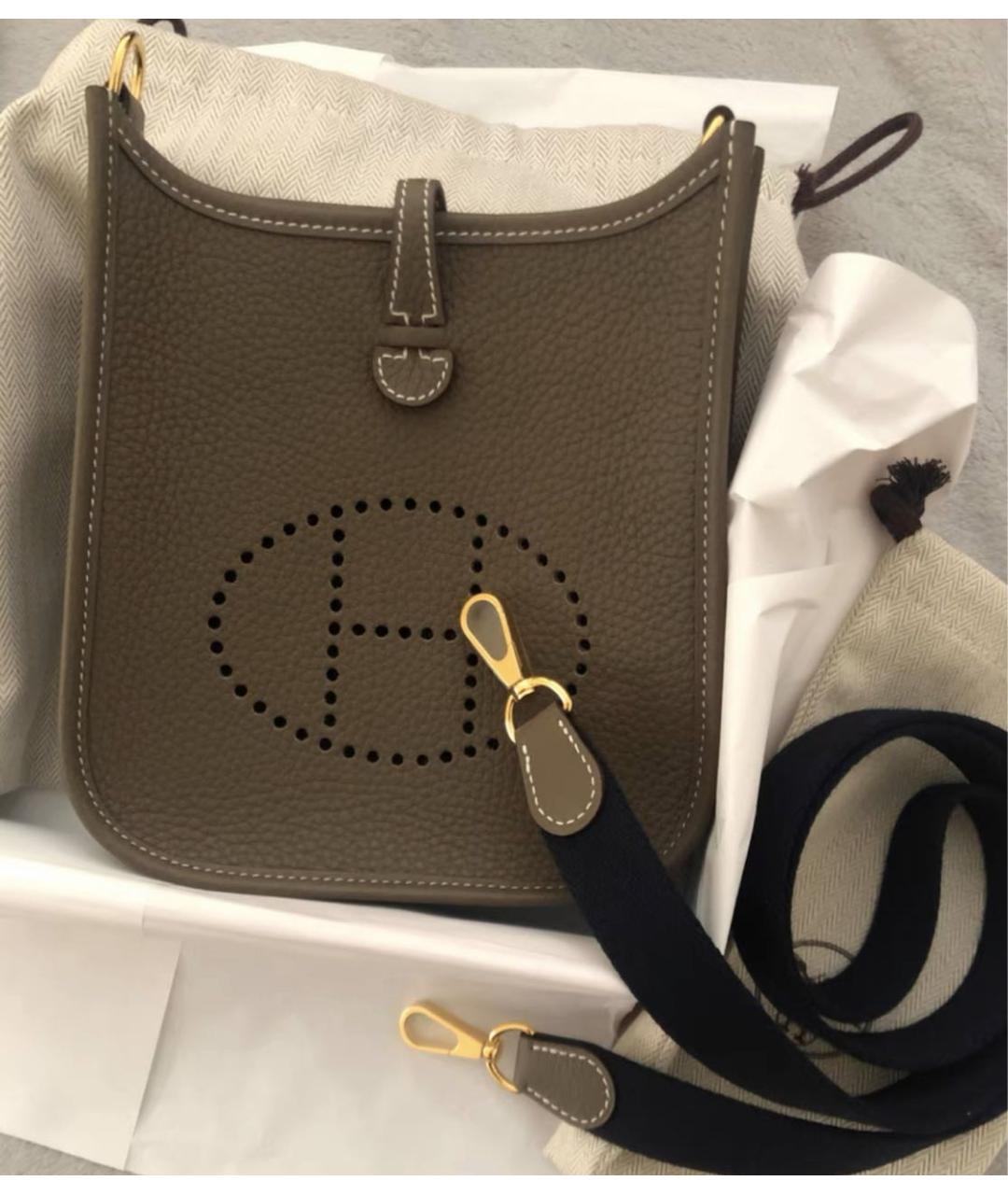 HERMES Бежевая кожаная сумка через плечо, фото 8