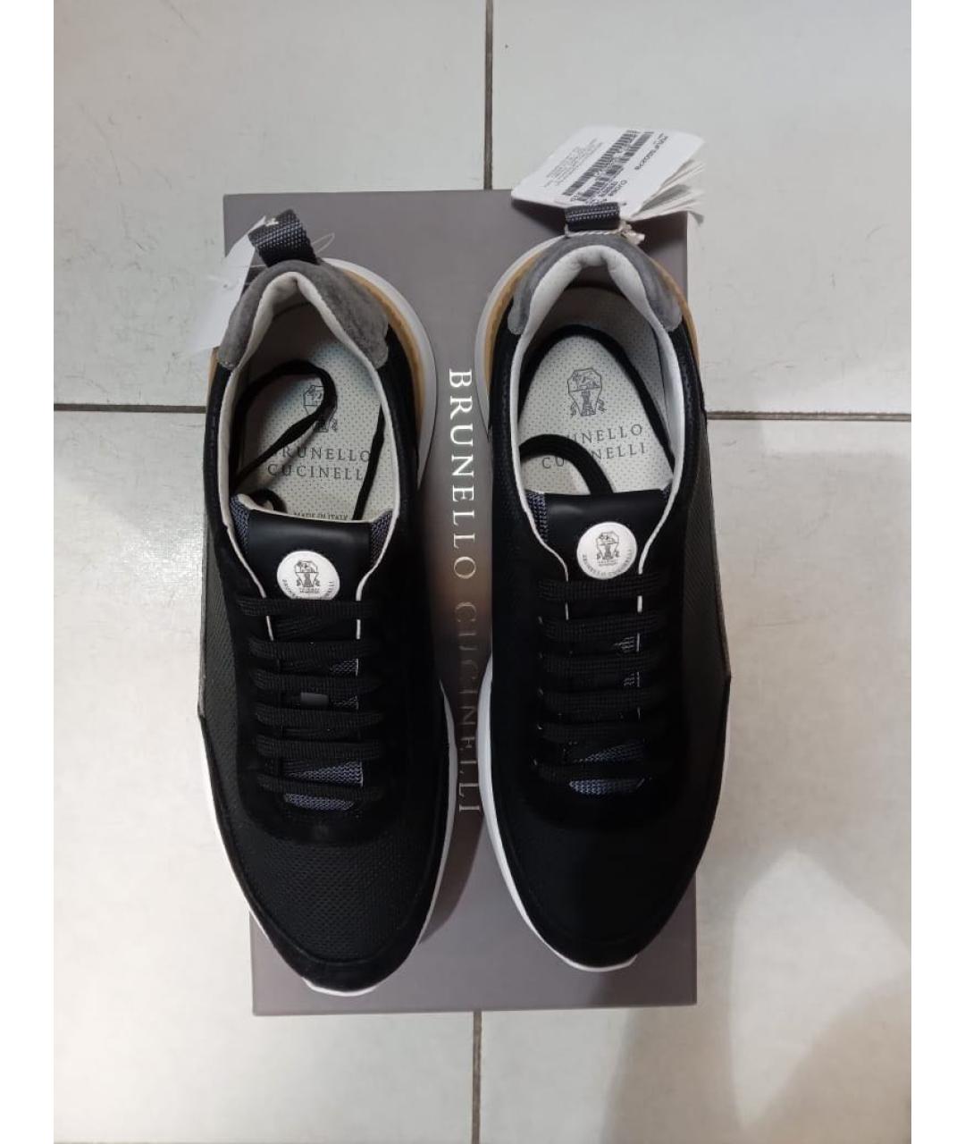 BRUNELLO CUCINELLI Черные кожаные низкие кроссовки / кеды, фото 8