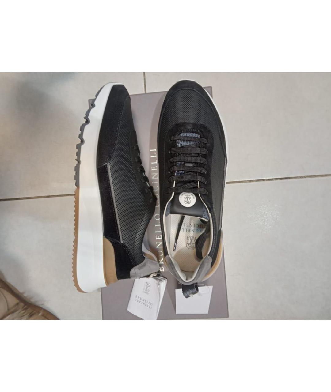 BRUNELLO CUCINELLI Черные кожаные низкие кроссовки / кеды, фото 6