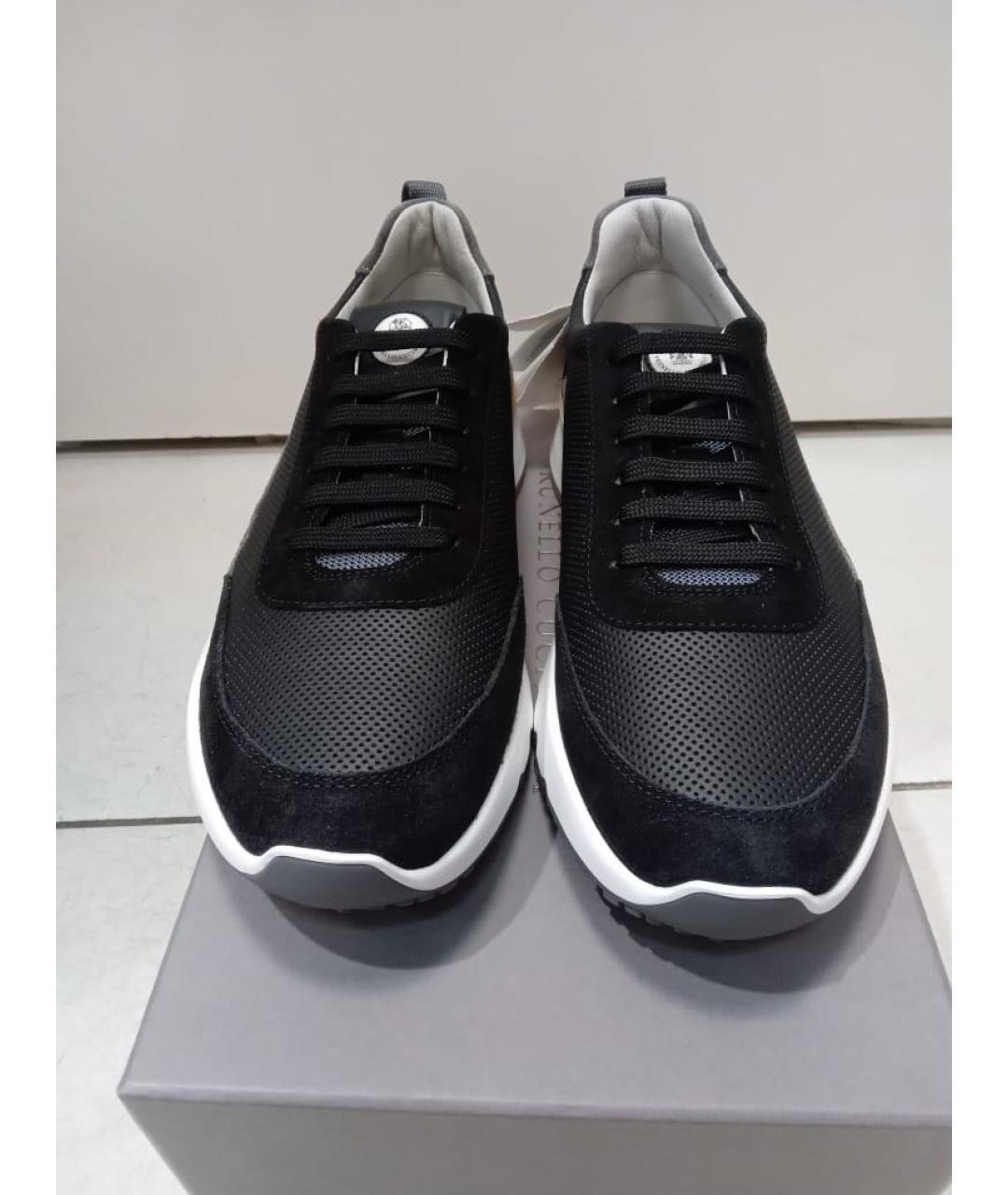 BRUNELLO CUCINELLI Черные кожаные низкие кроссовки / кеды, фото 3