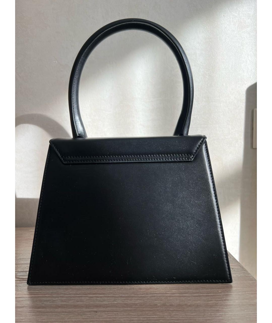 JACQUEMUS Черная кожаная сумка с короткими ручками, фото 3