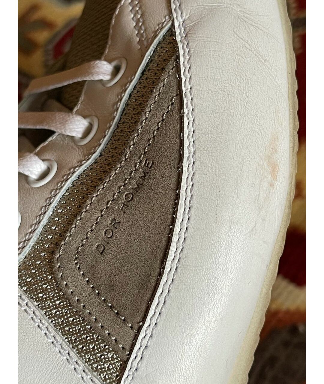 DIOR HOMME Белые кожаные низкие кроссовки / кеды, фото 7