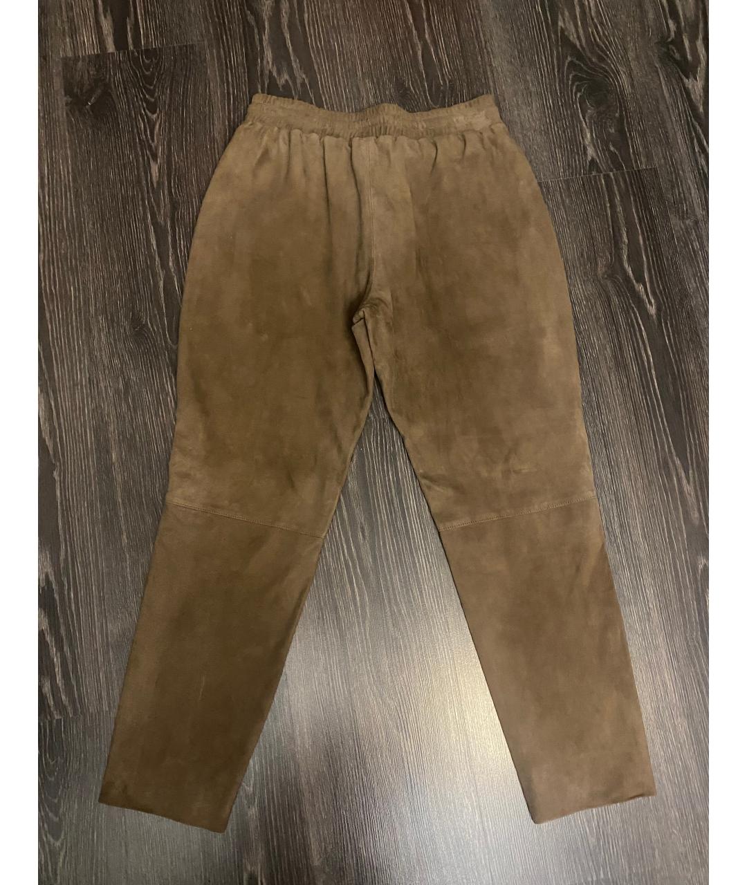 MUUBAA Коричневые замшевые прямые брюки, фото 3