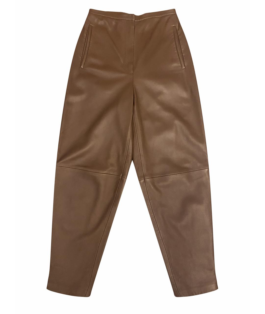 12 STOREEZ Коричневые кожаные прямые брюки, фото 1