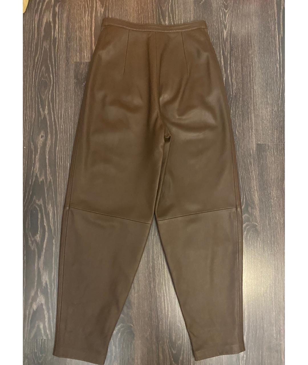 12 STOREEZ Коричневые кожаные прямые брюки, фото 7