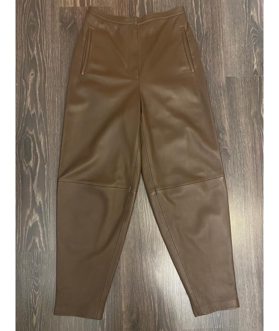 12 STOREEZ Коричневые кожаные прямые брюки, фото 10