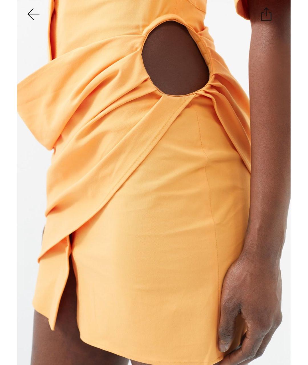 JACQUEMUS Оранжевое хлопковое коктейльное платье, фото 4