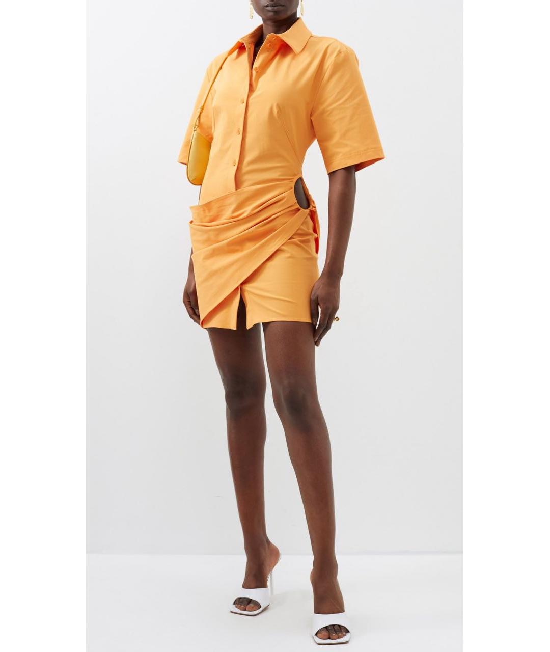 JACQUEMUS Оранжевое хлопковое коктейльное платье, фото 3