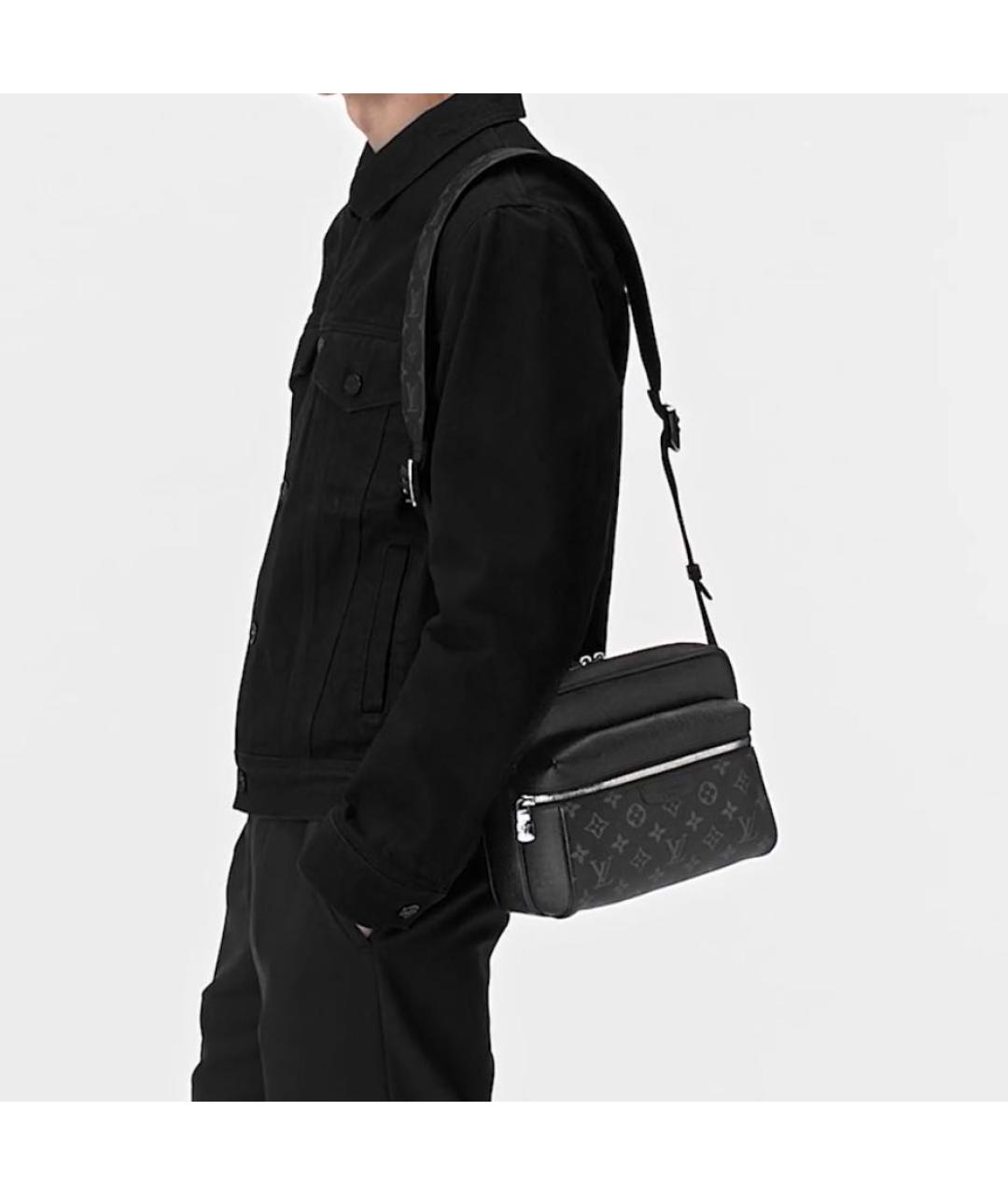 LOUIS VUITTON Черная кожаная сумка на плечо, фото 2