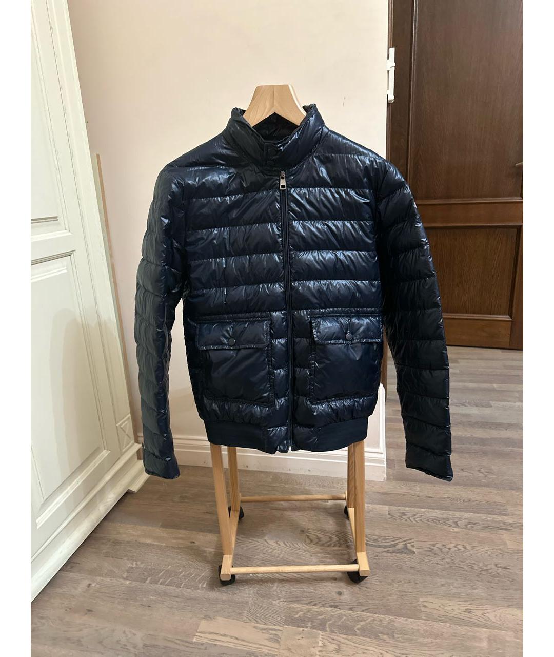 MONCLER Темно-синий полиамидовый пуховик, фото 8