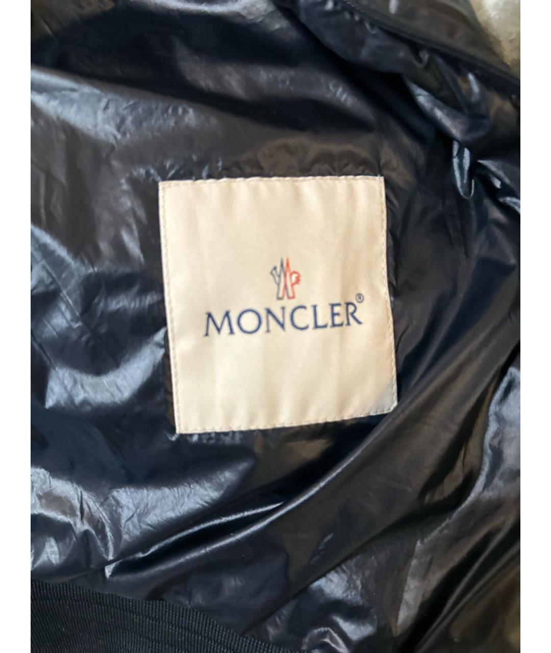 MONCLER Темно-синий полиамидовый пуховик, фото 3