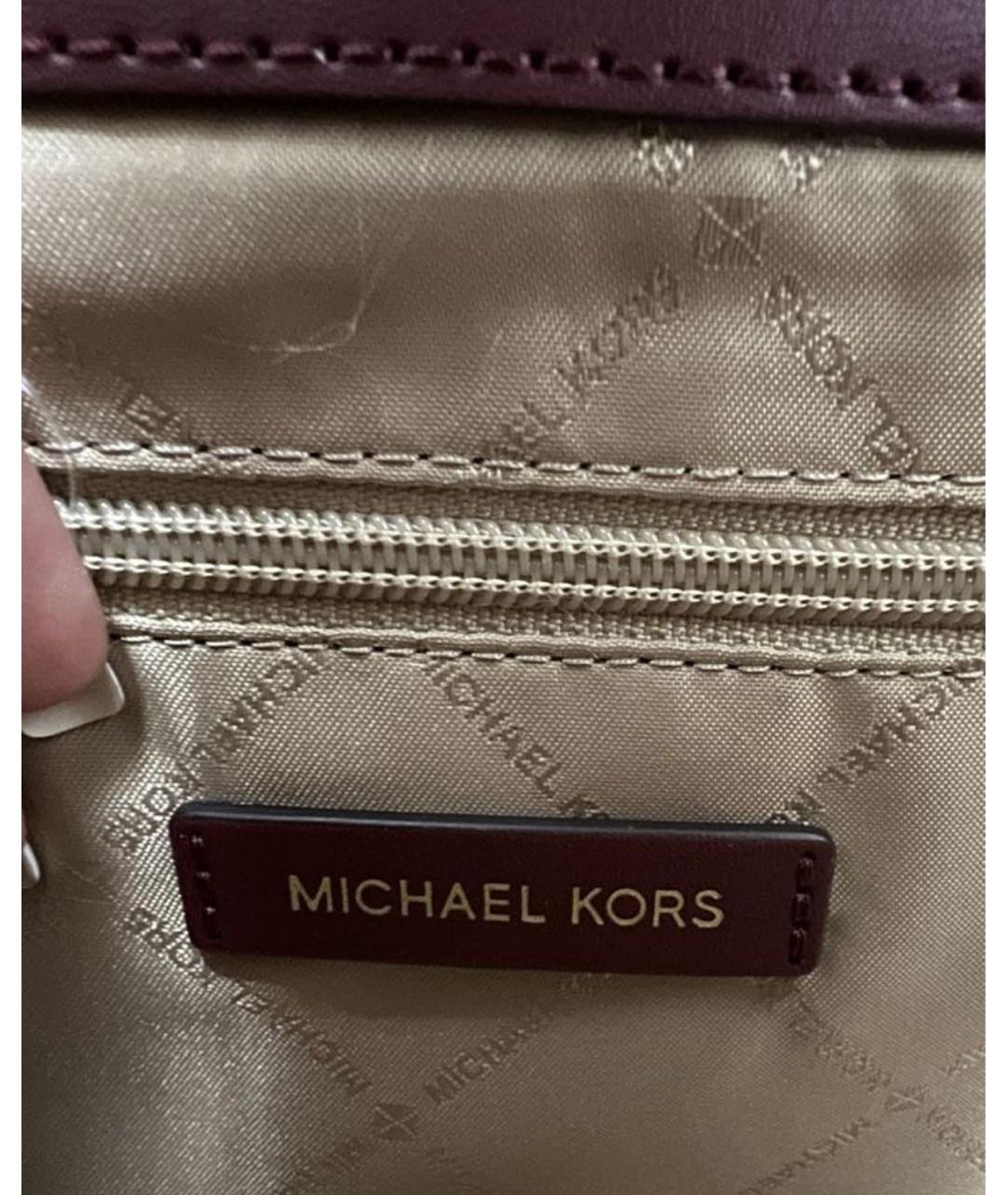 MICHAEL KORS Бордовая кожаная сумка через плечо, фото 6