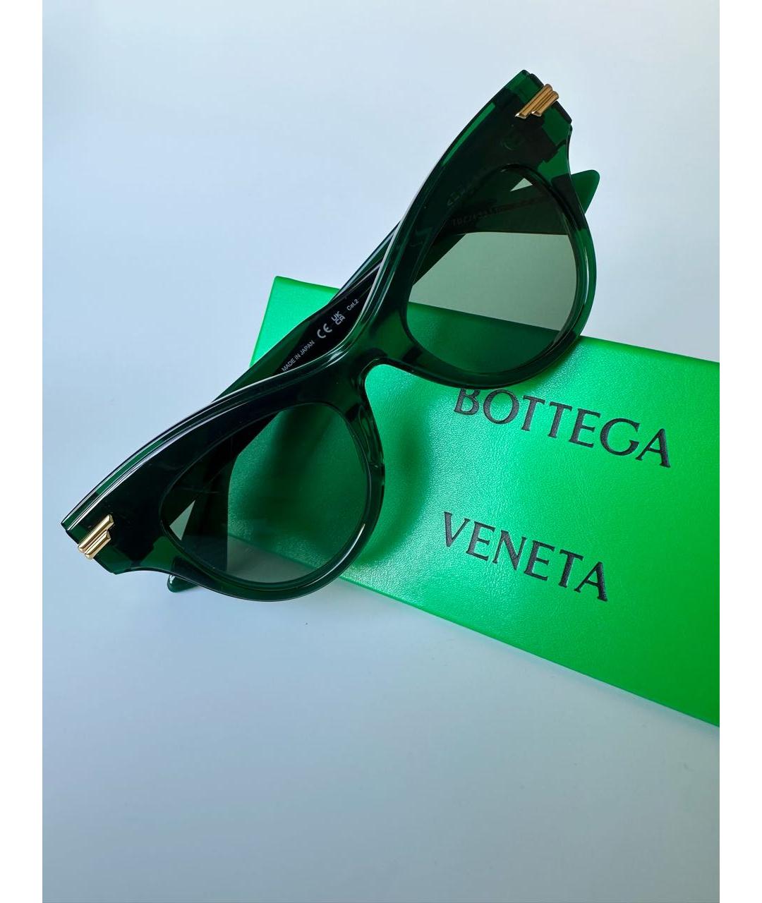 BOTTEGA VENETA Зеленые пластиковые солнцезащитные очки, фото 4