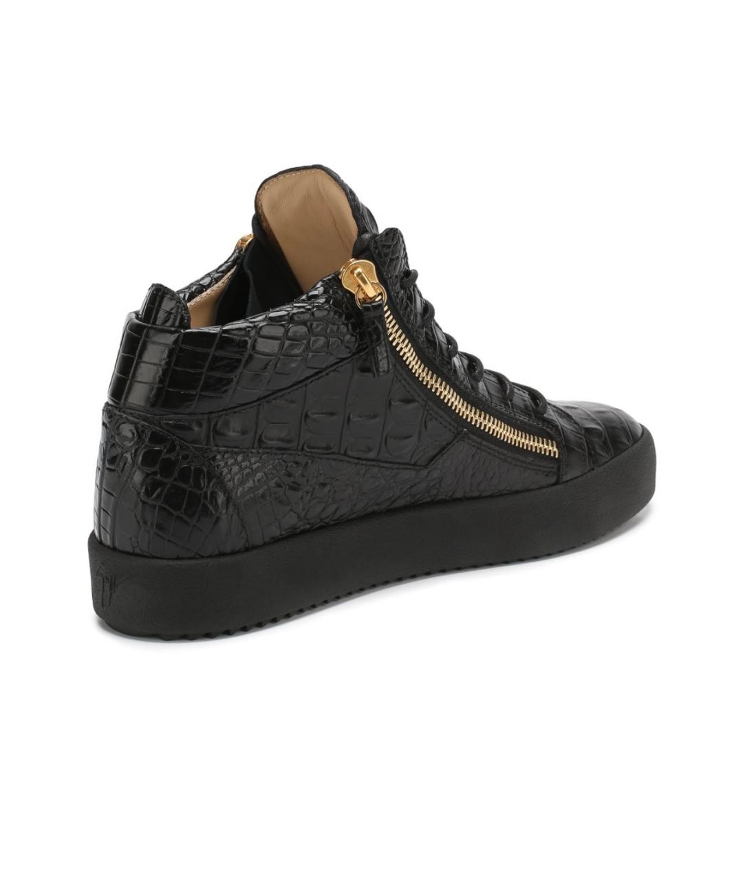 GIUSEPPE ZANOTTI DESIGN Черные кожаные высокие кроссовки / кеды, фото 4