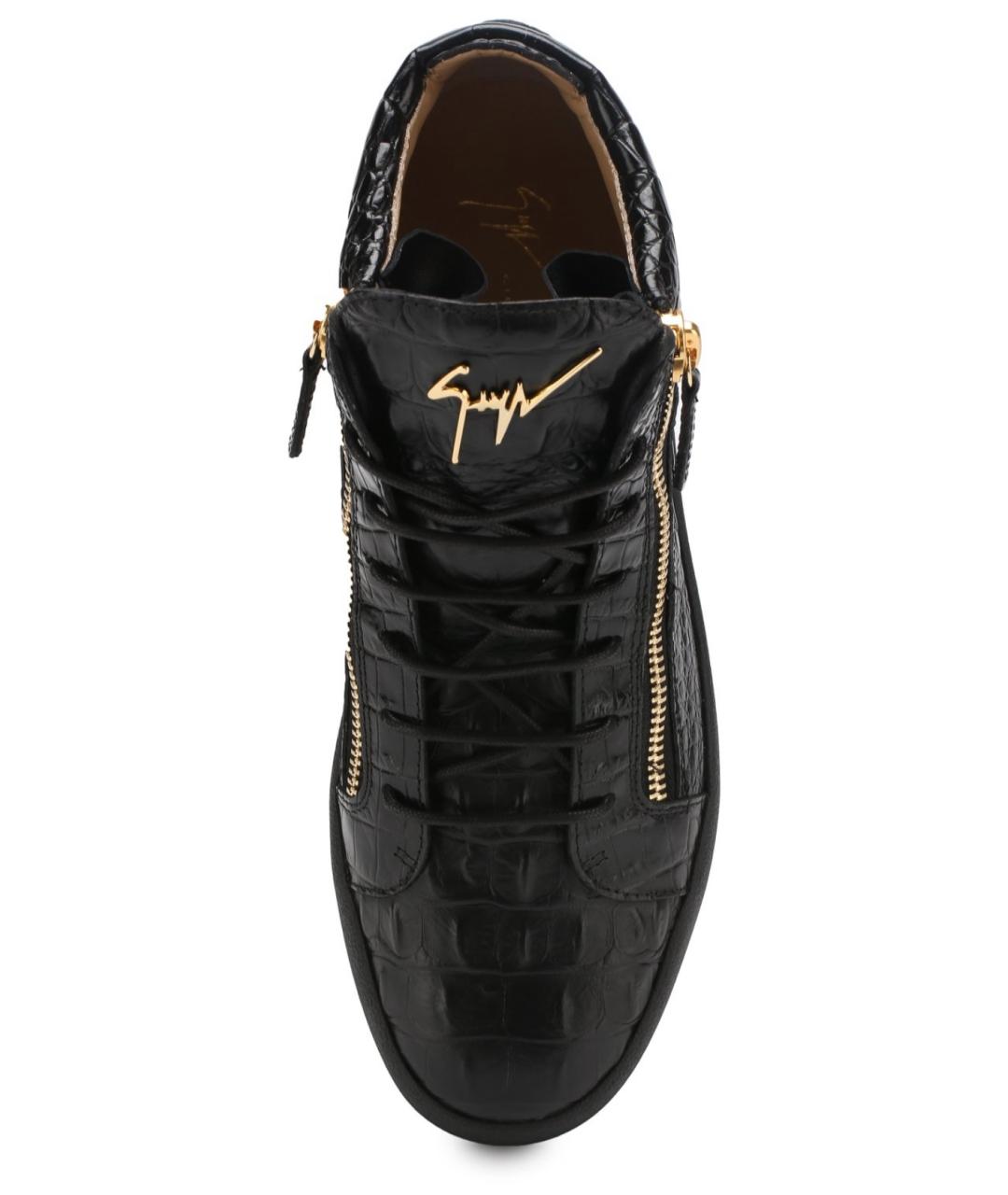 GIUSEPPE ZANOTTI DESIGN Черные кожаные высокие кроссовки / кеды, фото 3