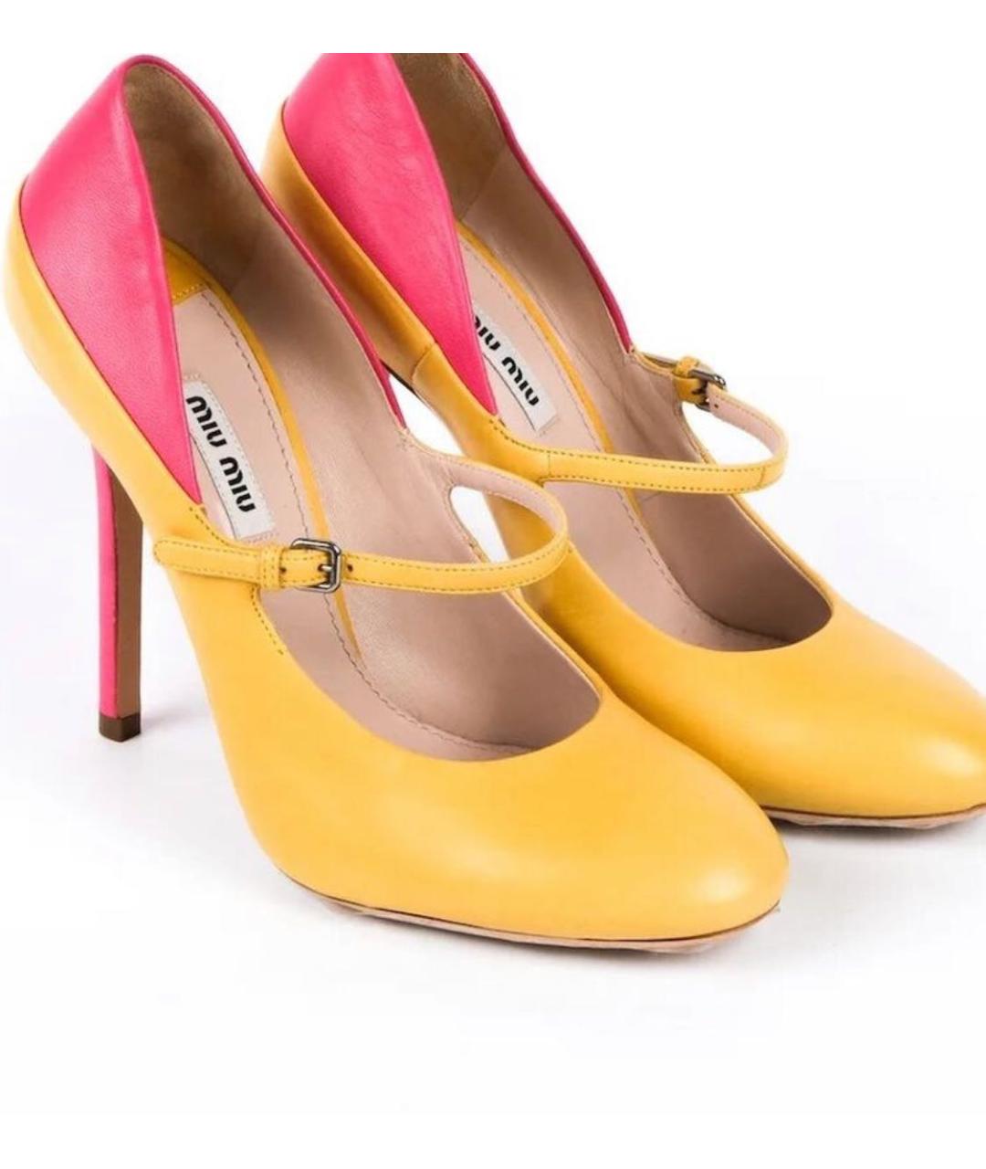 MIU MIU Желтые кожаные туфли, фото 7