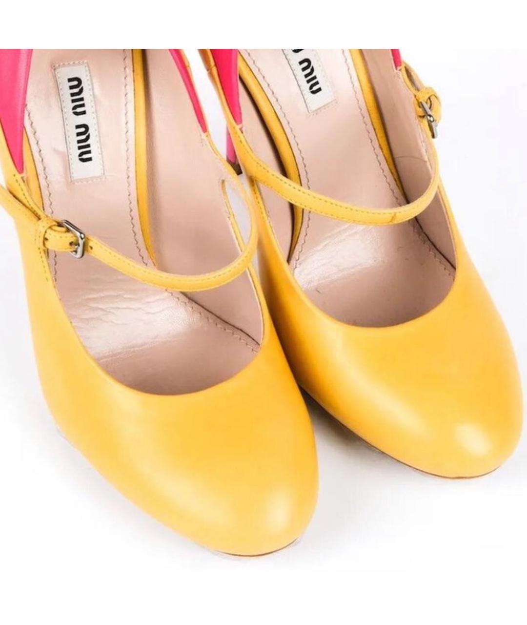 MIU MIU Желтые кожаные туфли, фото 6