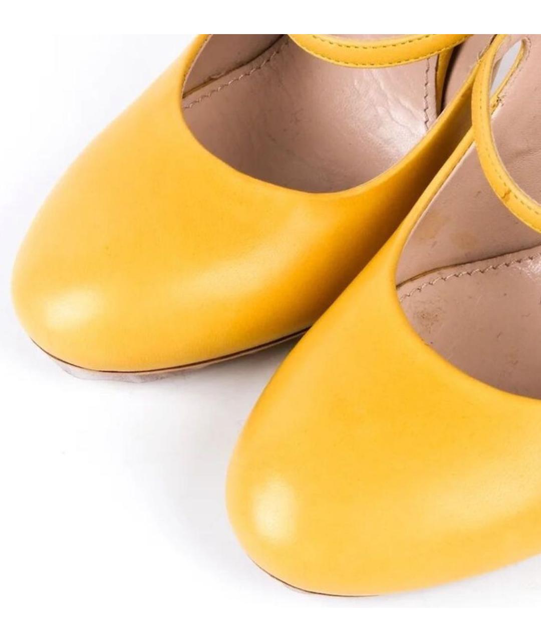 MIU MIU Желтые кожаные туфли, фото 5