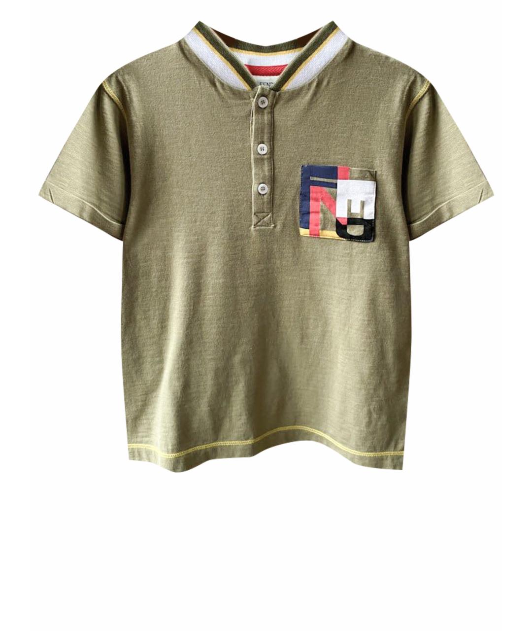 FENDI Хаки хлопковый детская футболка / топ, фото 1