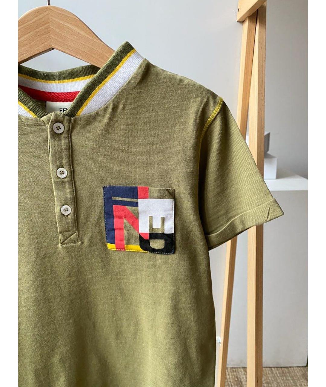 FENDI Хаки хлопковый детская футболка / топ, фото 3